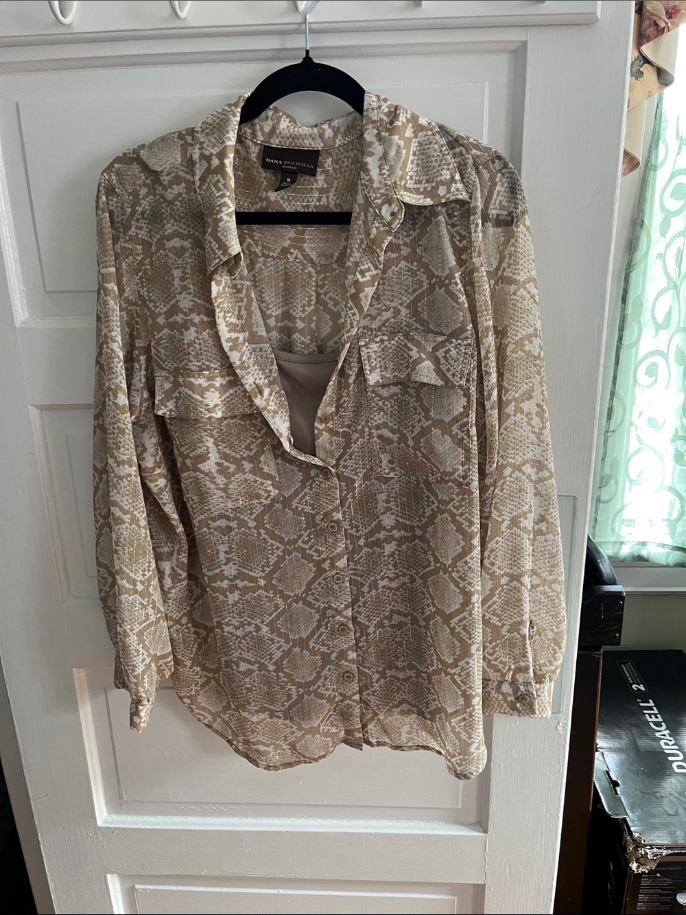 Dana Buchman Beige Snake Print Blouse